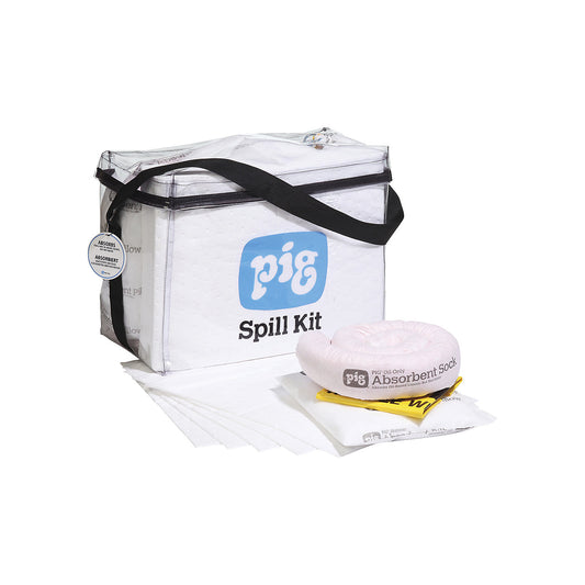 Emergency kit in a transparent bag, oil version, absorbs 53.3 l.
