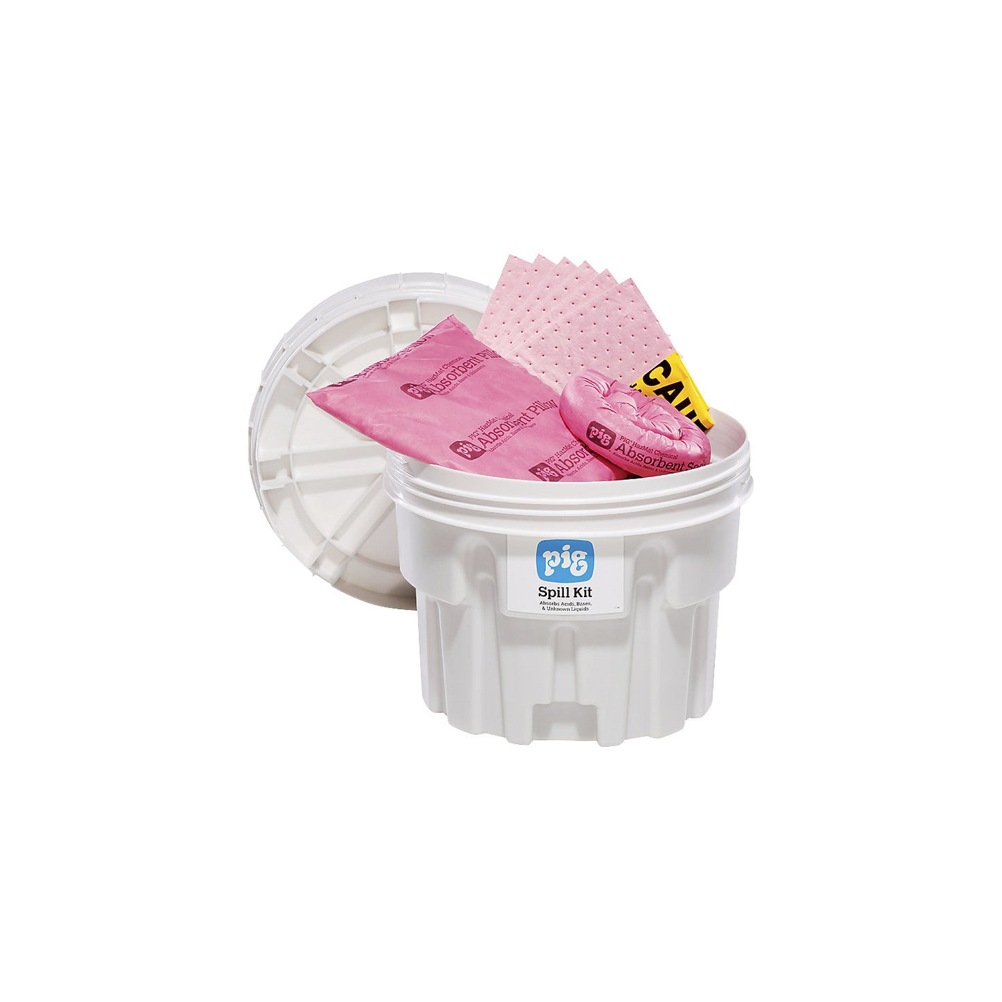 Emergency kit in a 76 l safety drum, chemical version, absorbs 41 l.
