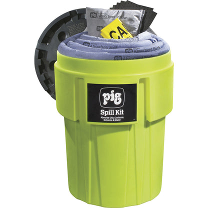 Emergency kit in 360 l high-vis container, universal version, absorbs 226.5 l.
