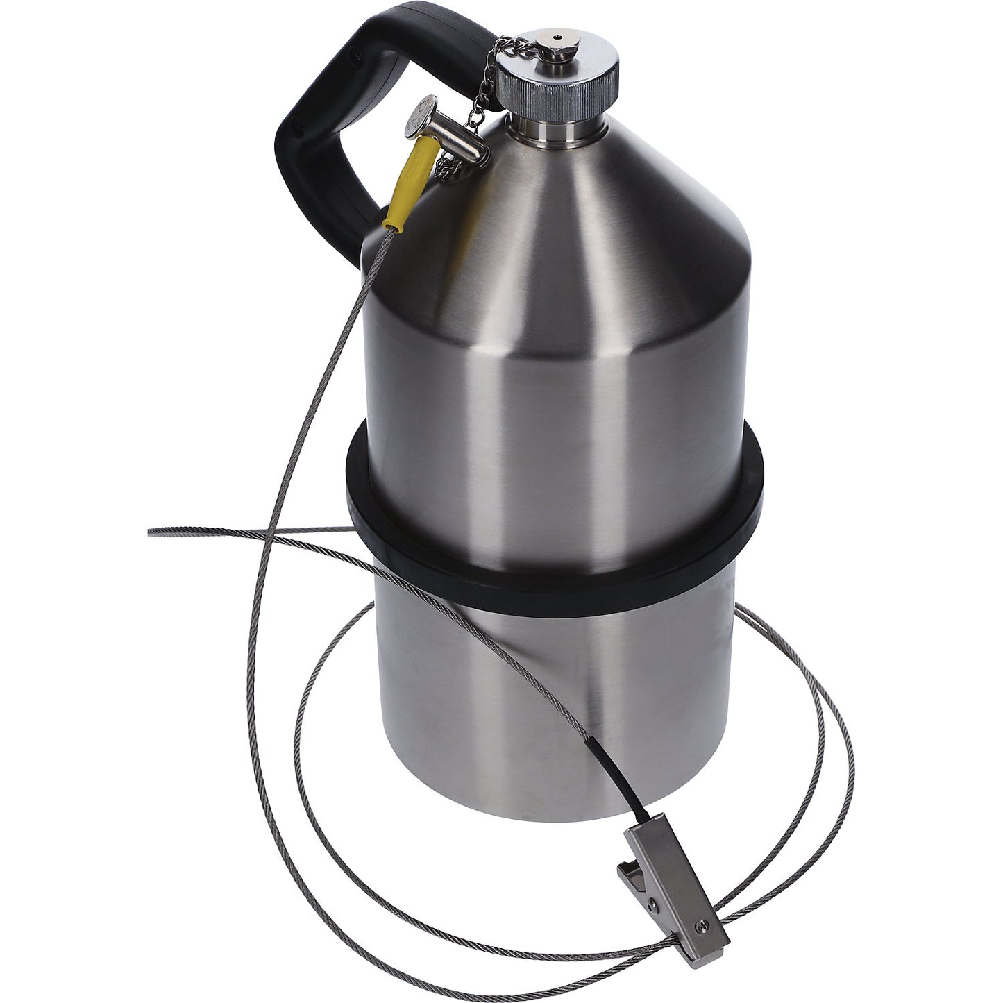 Stainless steel safety container, with screw cap and earth connection, capacity 5 l.