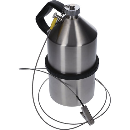 Stainless steel safety container, with screw cap and earth connection, capacity 5 l.