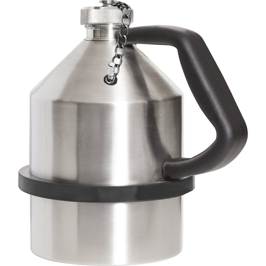 Stainless steel safety container, with screw cap and earth connection, capacity 2 l.