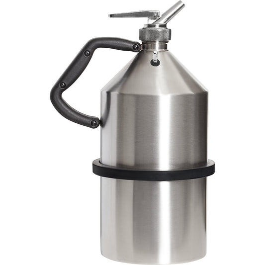 Stainless steel safety dispensing container, with fine dosage tap and earth connection, capacity 5 l.