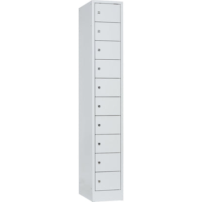 Valuables locker, 1 compartment, light grey, 10 compartments.