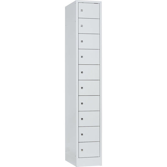 Valuables locker, 1 compartment, light grey, 10 compartments.