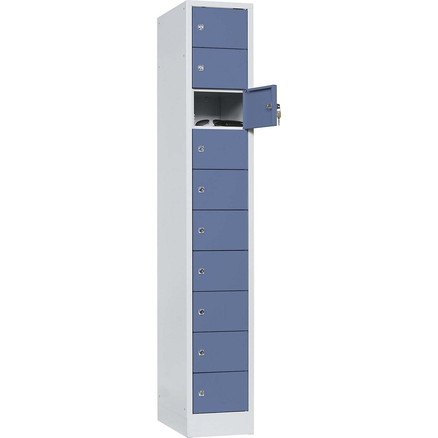 Valuables locker, 1 compartment, light grey / pigeon blue, 10 compartments.