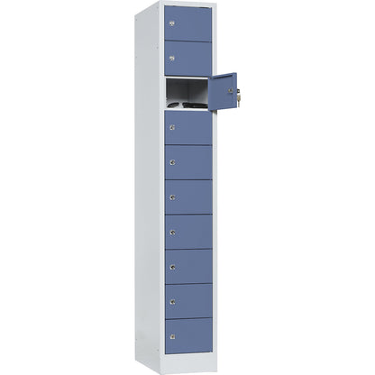 Valuables locker, 1 compartment, light grey / pigeon blue, 10 compartments.