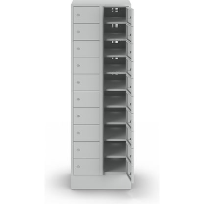 Valuables locker, 2 compartments, light grey, 20 compartments.