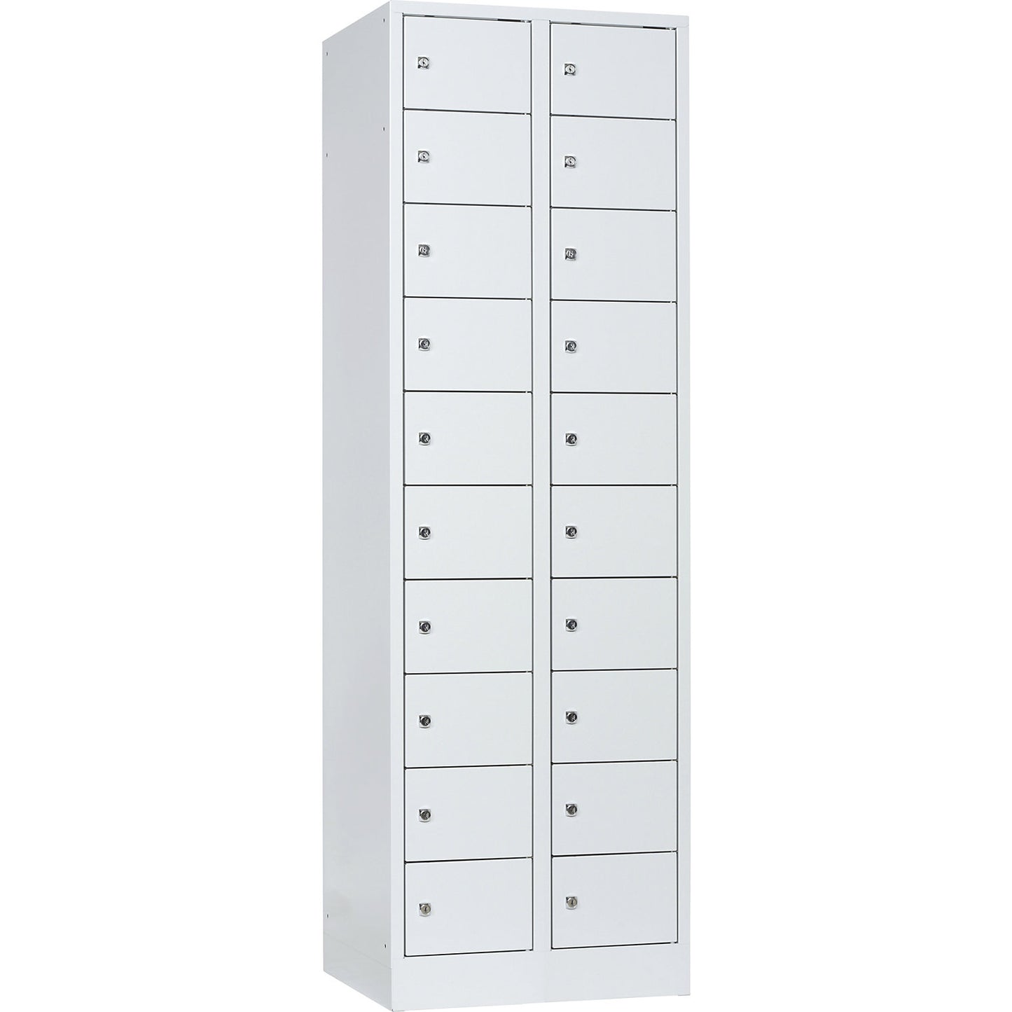 Valuables locker, 2 compartments, light grey, 20 compartments.