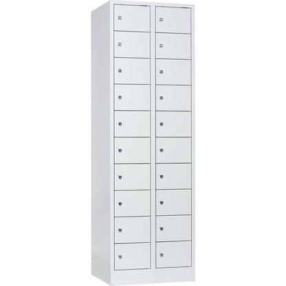 Valuables locker, 2 compartments, light grey, 20 compartments.