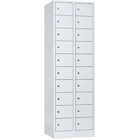 Valuables locker, 2 compartments, light grey, 20 compartments.