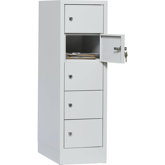 Valuables locker, 1 compartment, light grey, 5 compartments.