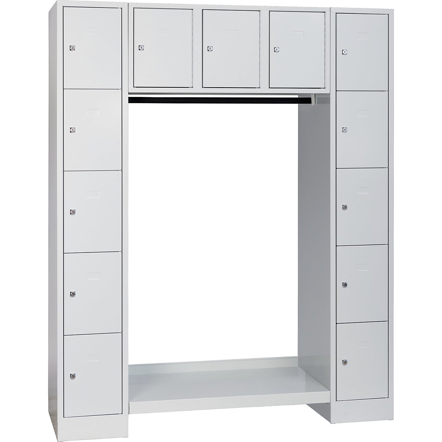 Dresden cloakroom locker system, 13 compartments, light grey.