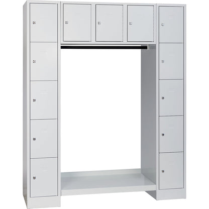 Dresden cloakroom locker system, 13 compartments, light grey.