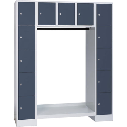 Dresden cloakroom locker system, 13 compartments, light grey / basalt grey.