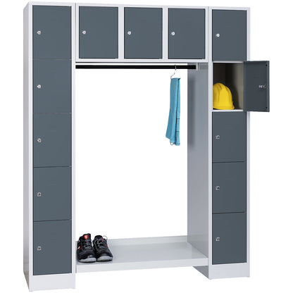 Dresden cloakroom locker system, 13 compartments, light grey / basalt grey.