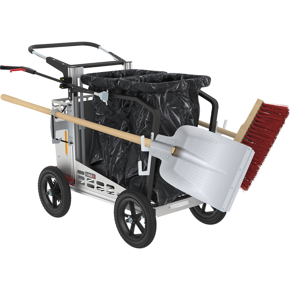 Picobello Metropol waste collection trolley, with 2 fixed waste sack holders and equipment, HxWxL 1030 x 710 x 1160 mm, 240 l.