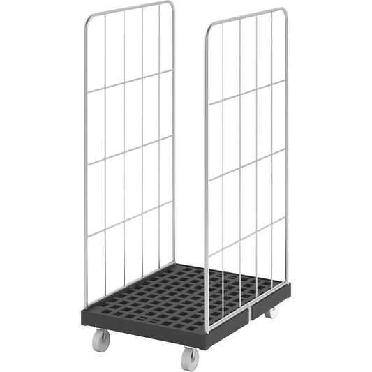 Roll container with side mesh panels, 2-sided, black / zinc plated.