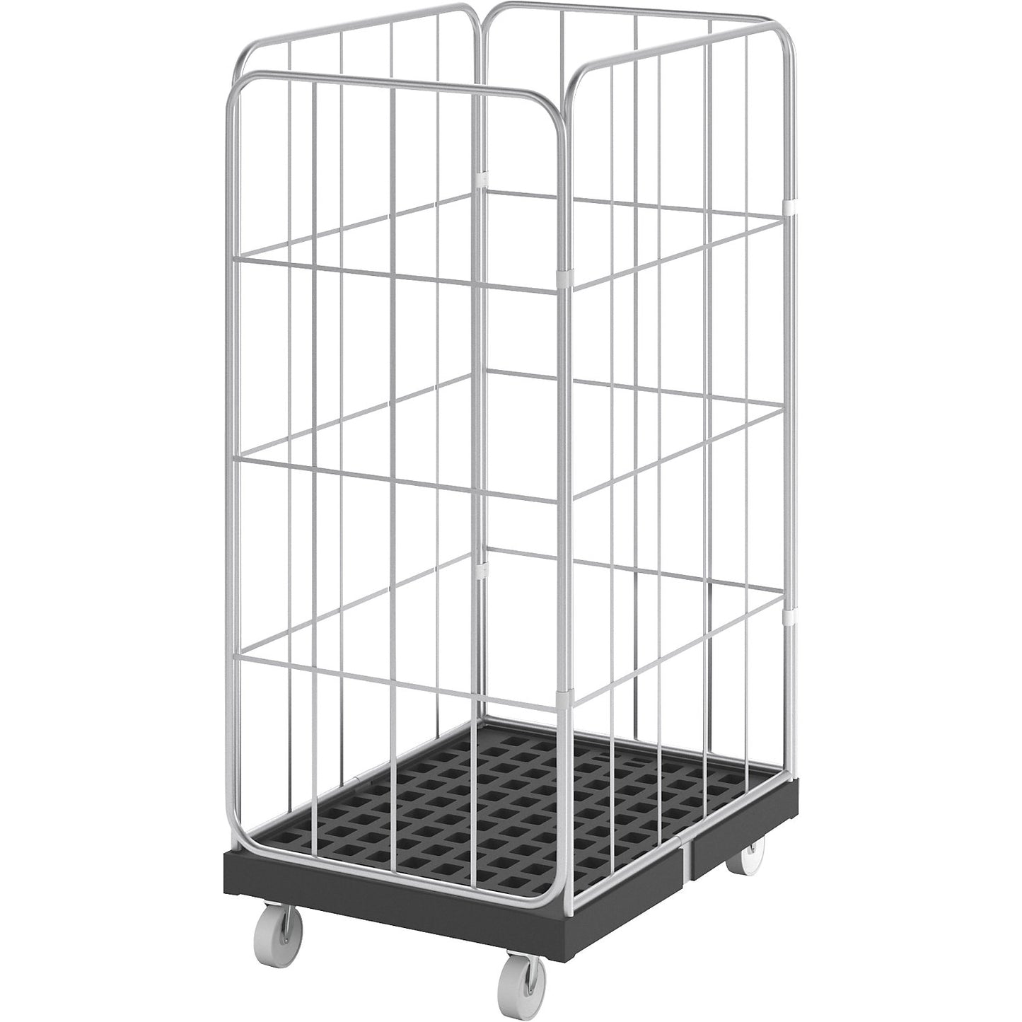 Roll container with side mesh panels, 4-sided, with 1 part door.
