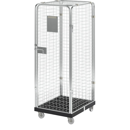 Roll container with mesh panels, 5-sided, anti-theft.