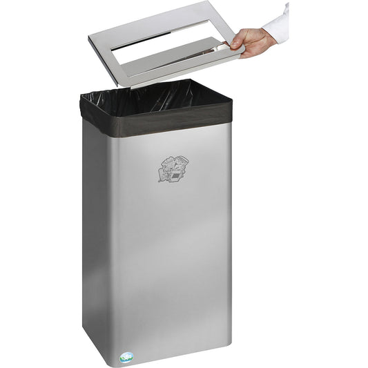 Waste paper bin, HxWxD 600 x 310 x 220 mm, capacity 40 l, stainless steel.