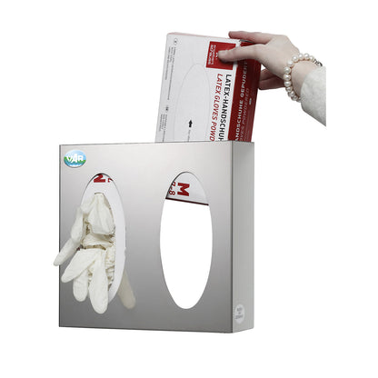 Wall dispenser, stainless steel, HxWxD 250 x 255 x 80 mm, 2 compartments.