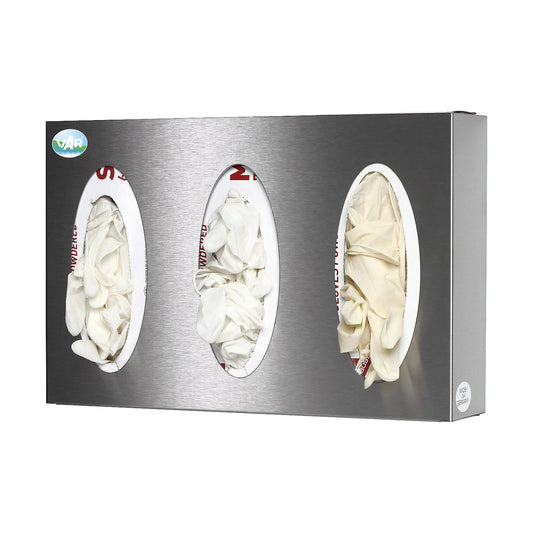 Wall dispenser, stainless steel, HxWxD 250 x 380 x 80 mm, 3 compartments.