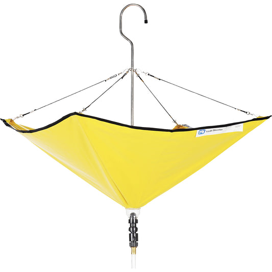 Folding umbrella-style leak diverter kit, WxH 760 x 760 mm, yellow.