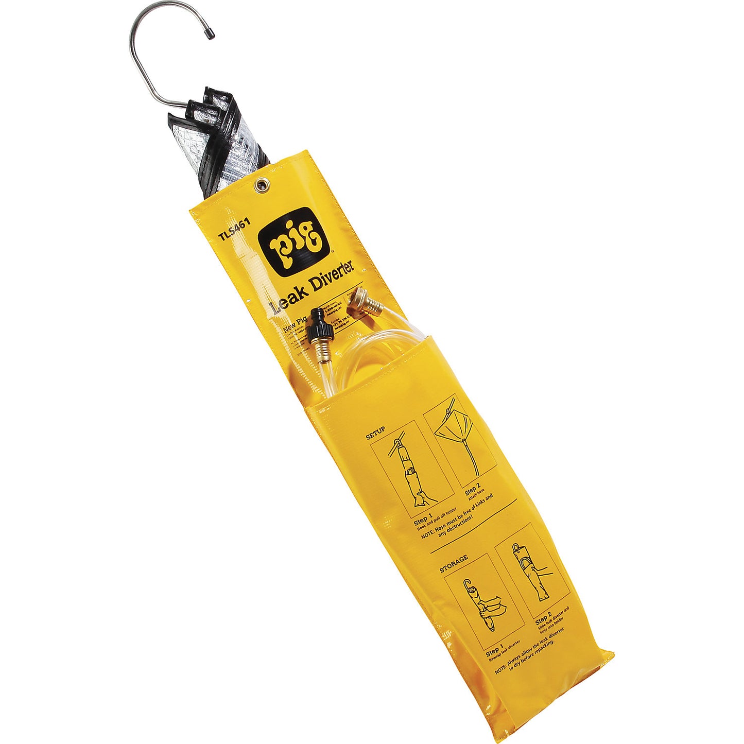 Folding umbrella-style leak diverter kit, WxH 760 x 760 mm, yellow.