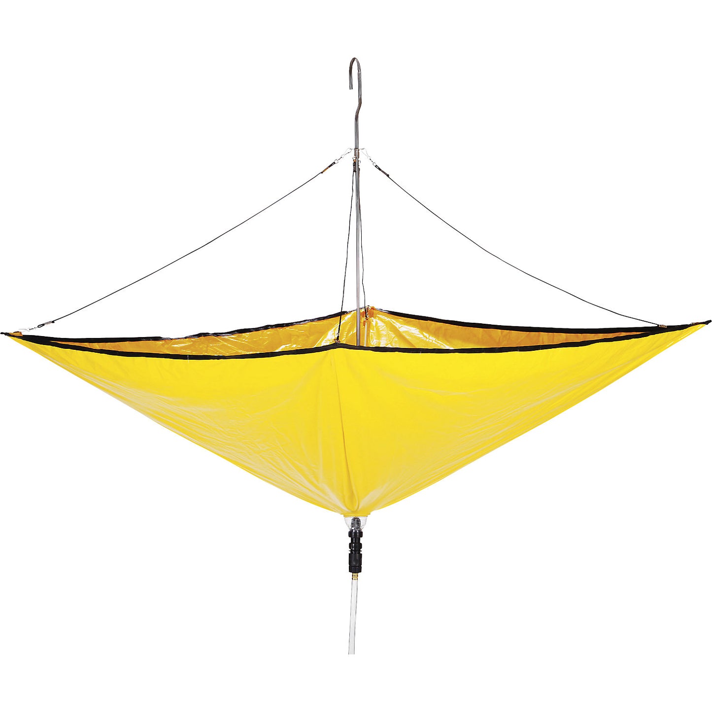 Folding umbrella-style leak diverter kit, WxH 1230 x 1230 mm, yellow.