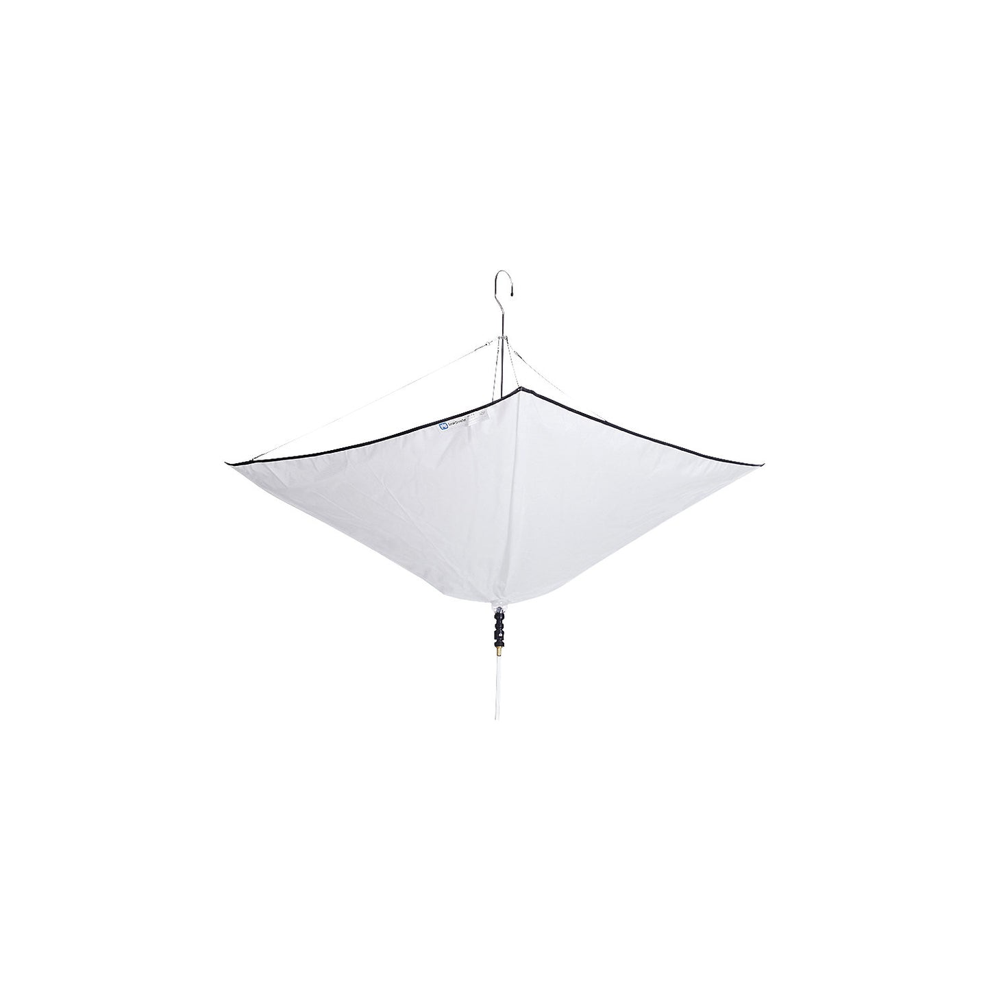 Folding umbrella-style leak diverter kit, WxH 1230 x 1230 mm, transparent.