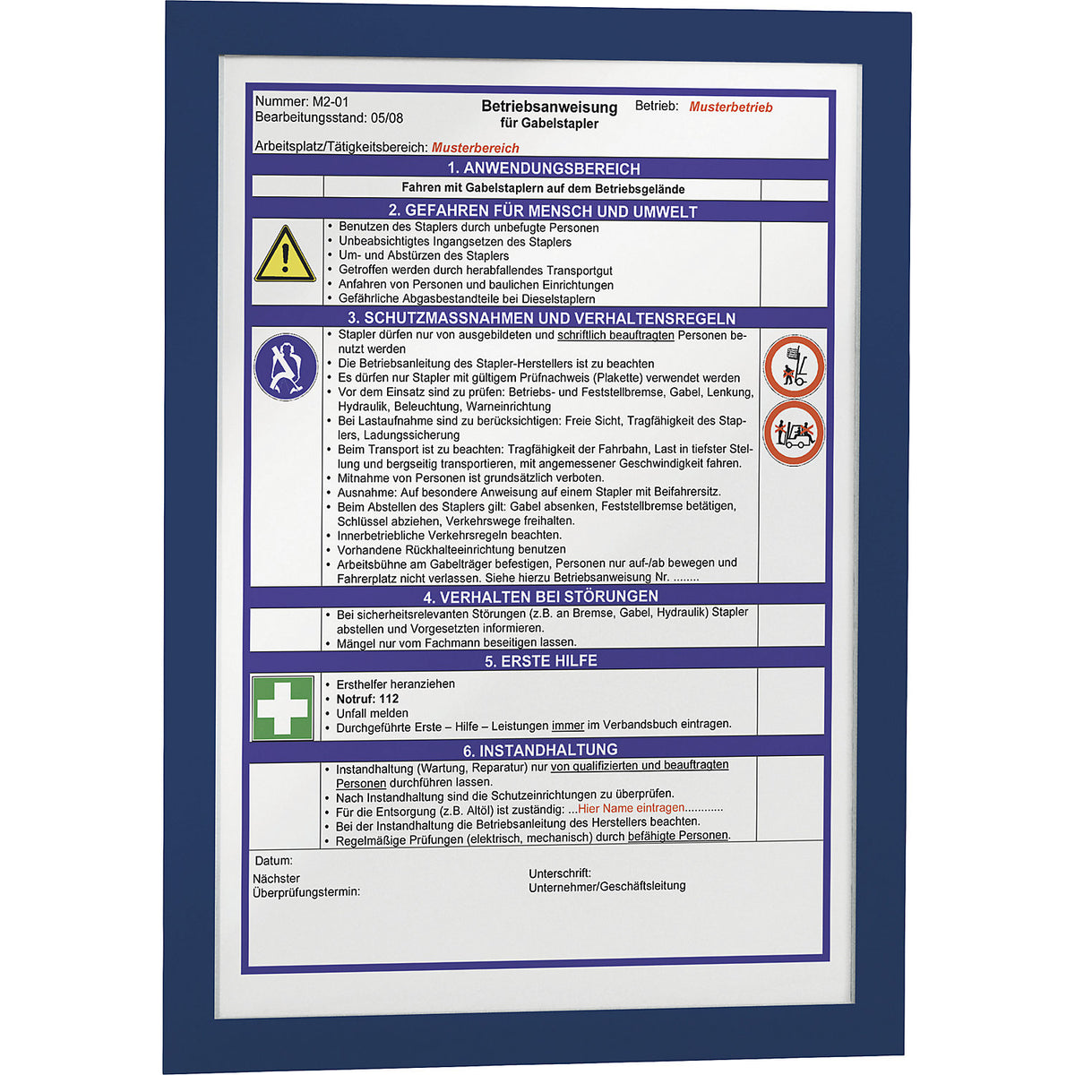 DURAFRAME® display frame, self adhesive, magnetic, for A4, blue frame, pack of 20.