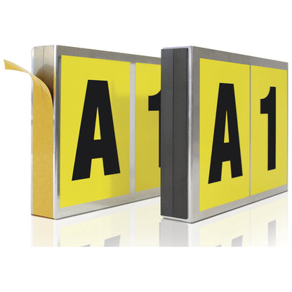 Aluminium sign, H 260 mm, W 167 mm, single, for 1 character.