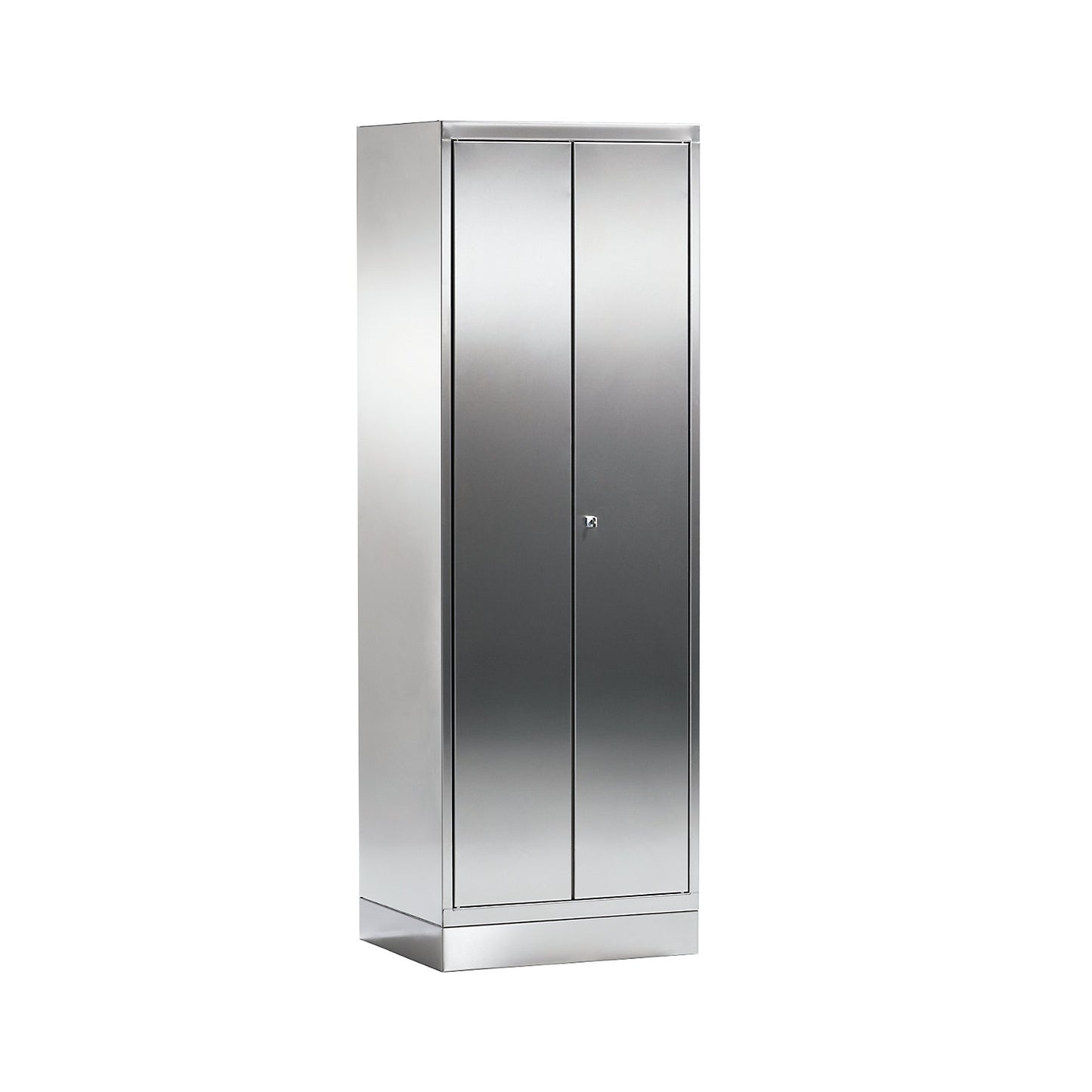 Stainless steel clean and dirty locker, 1 compartment with centre partition, with plinth.