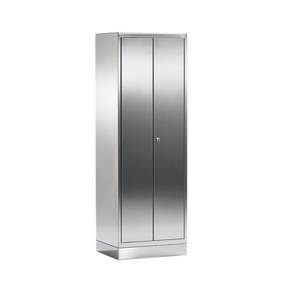 Stainless steel clean and dirty locker, 1 compartment with centre partition, with plinth.
