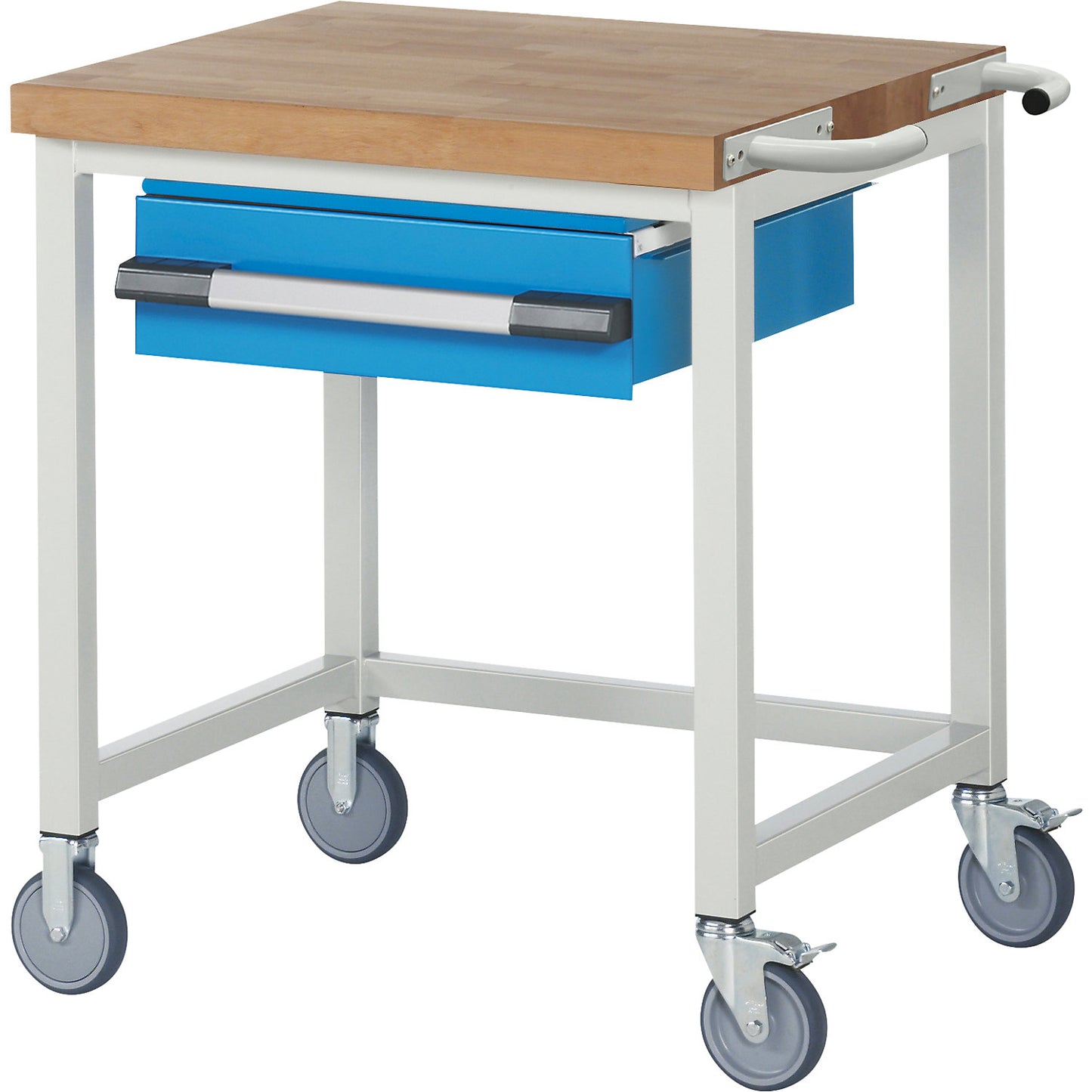 Series 8000 mobile workbench, frame system, 1 suspended drawer, WxD 750 x 700 mm.