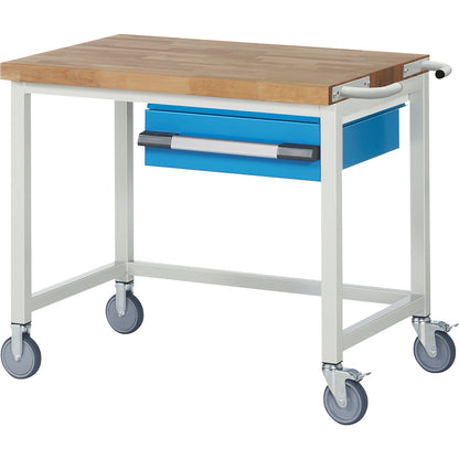 Series 8000 mobile workbench, frame system, 1 suspended drawer, WxD 1000 x 700 mm.