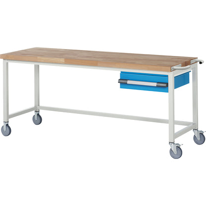 Series 8000 mobile workbench, frame system, 1 suspended drawer, WxD 2000 x 700 mm.