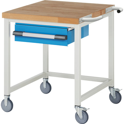 Series 8000 mobile workbench, frame system, 1 suspended drawer, WxD 750 x 900 mm.