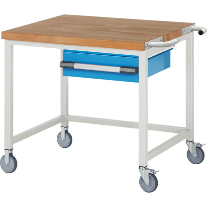 Series 8000 mobile workbench, frame system, 1 suspended drawer, WxD 1000 x 900 mm.