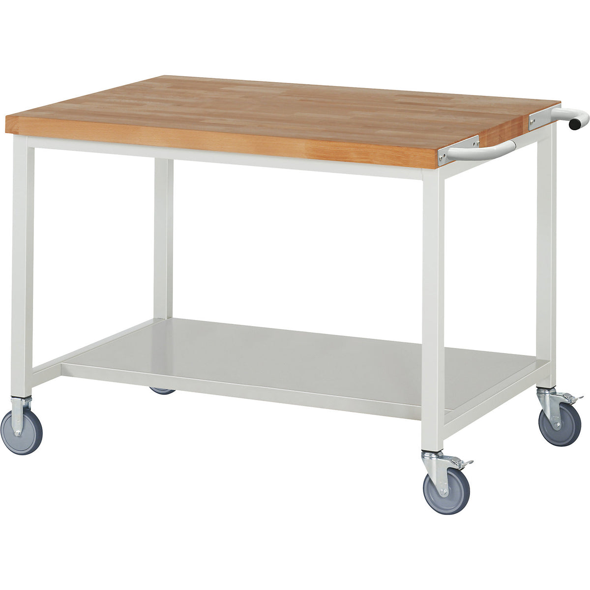 Series 8000 mobile workbench, frame system, 1 shelf, WxD 1250 x 900 mm.