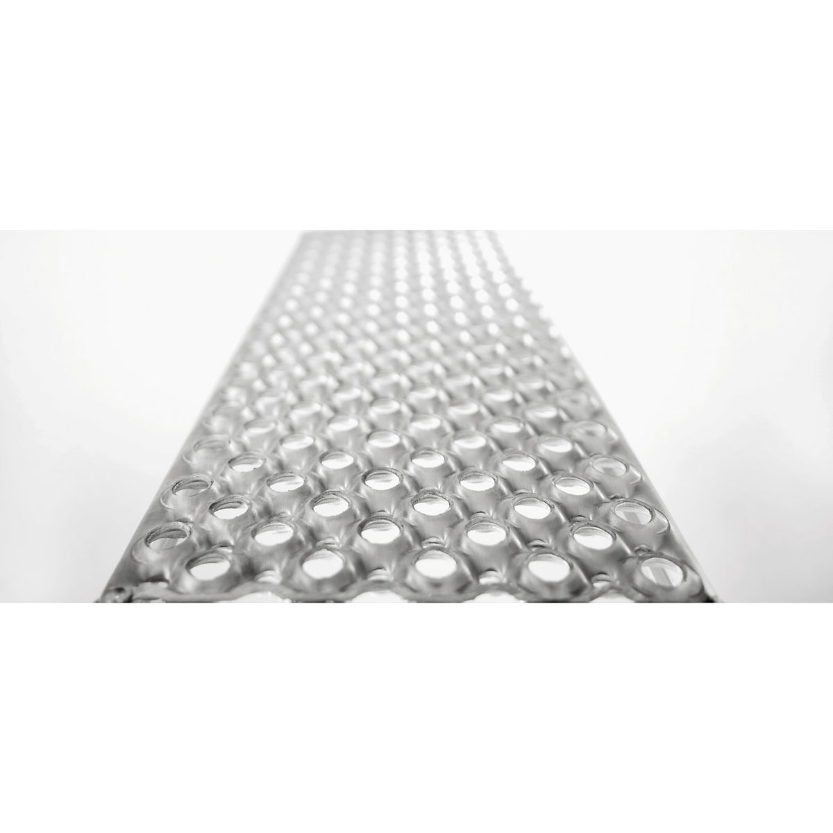 Industrial steps, perforated sheet steel steps, step width 600 mm, 14 steps.
