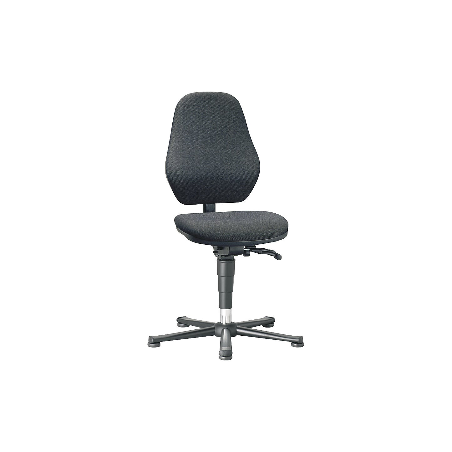 Industrial chair, synchronous mechanism, with floor glides, fabric covering.