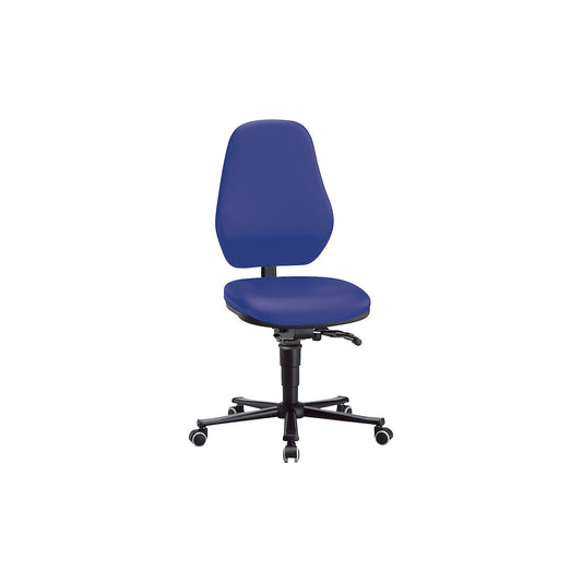 Industrial chair, synchronous mechanism, with castors, vinyl covering.
