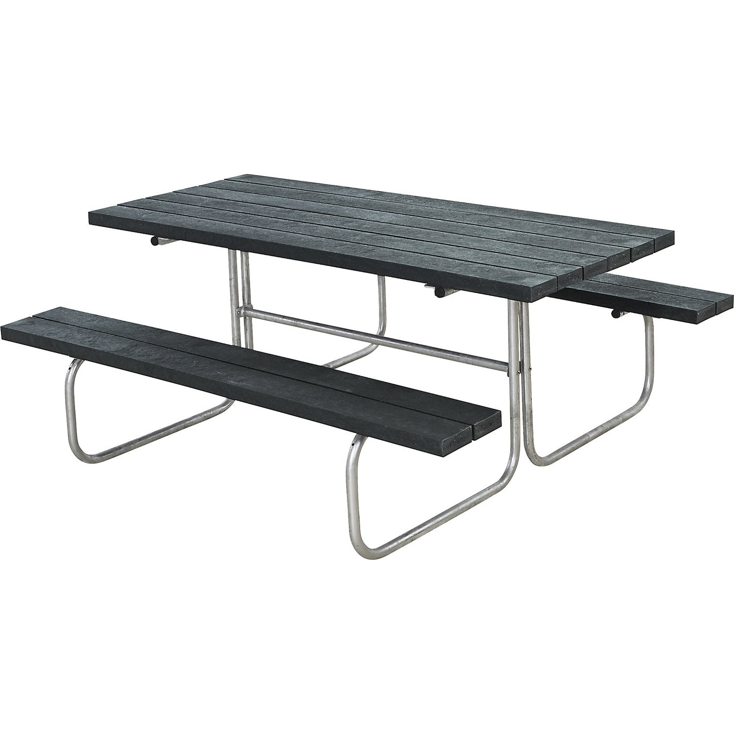 Picnic bench, length 1770 mm, plastic, without backrest, black.