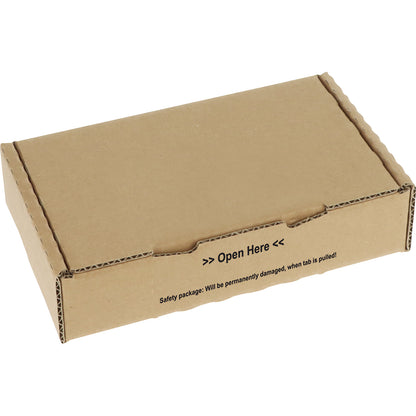 Collapsible box with safety lock, brown, pack of 20, internal LxWxH 18 x 110 x 45 mm.