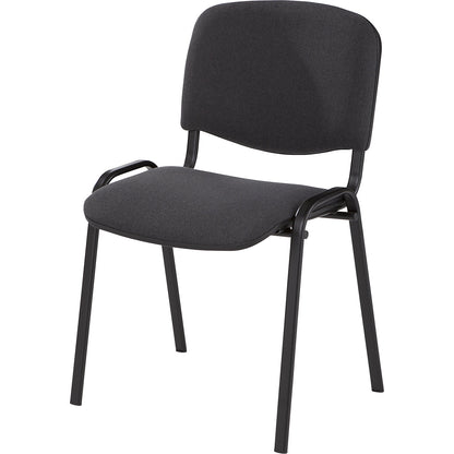 Visitors' chair, stackable, upholstered back rest, black frame, charcoal upholstery, pack of 2.
