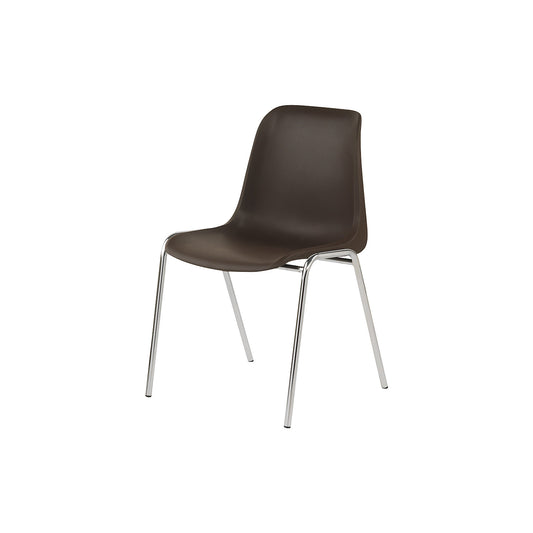 EUROPA plastic stacking chair, uncushioned, brown seat, pack of 4.