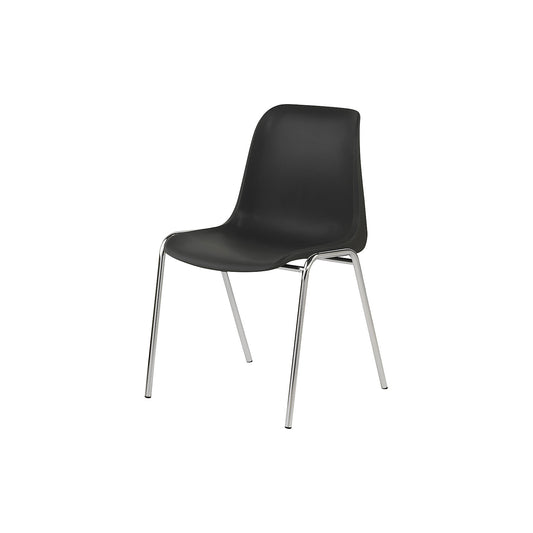 EUROPA plastic stacking chair, uncushioned, charcoal seat, pack of 4.