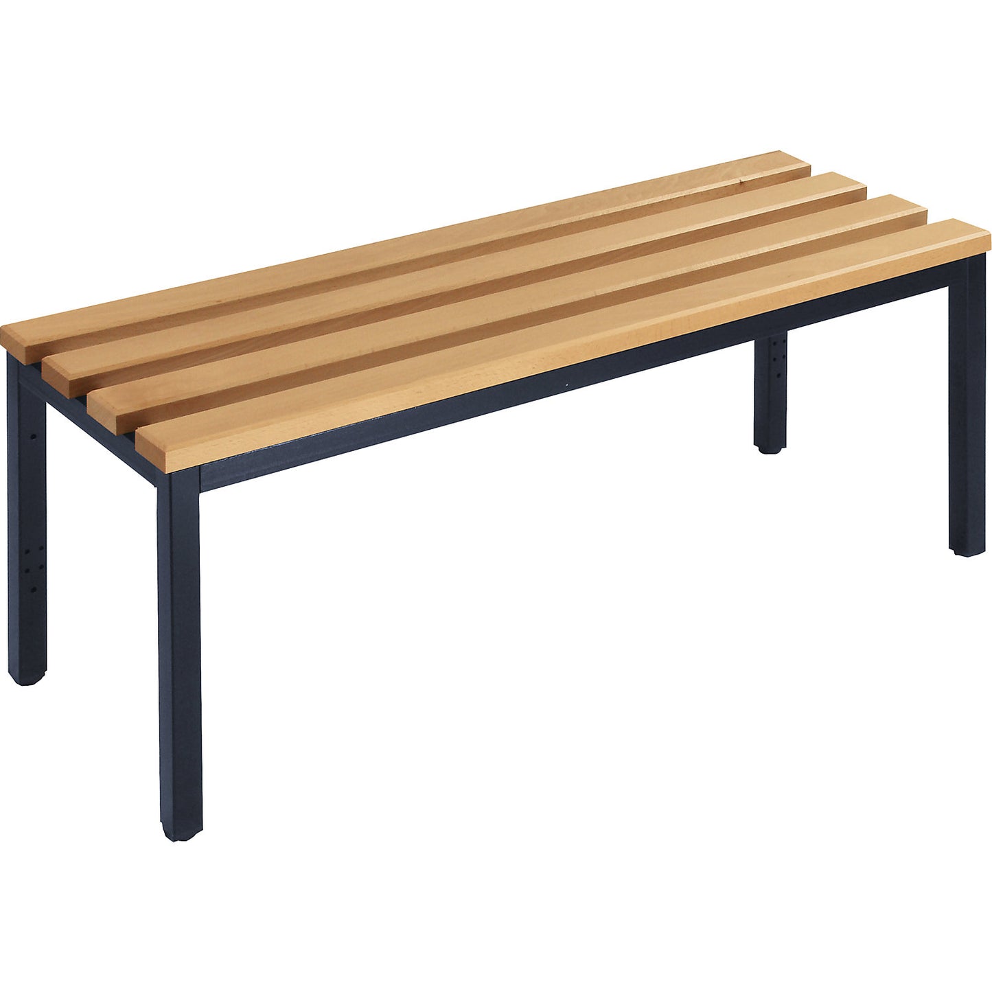 Changing room bench, single sided, beech wood slats, length 1000 mm.